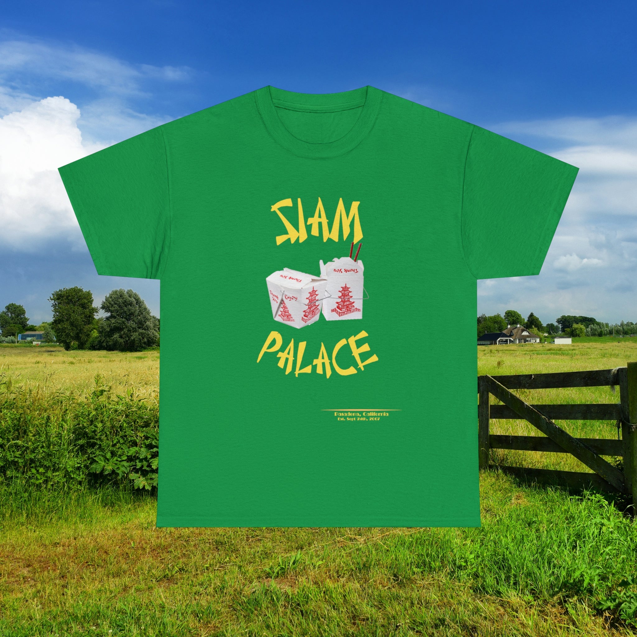 "DirkyThreadz Siam Palace T-Shirt - Bold Takeout Graphic Design in Black Cotton"
