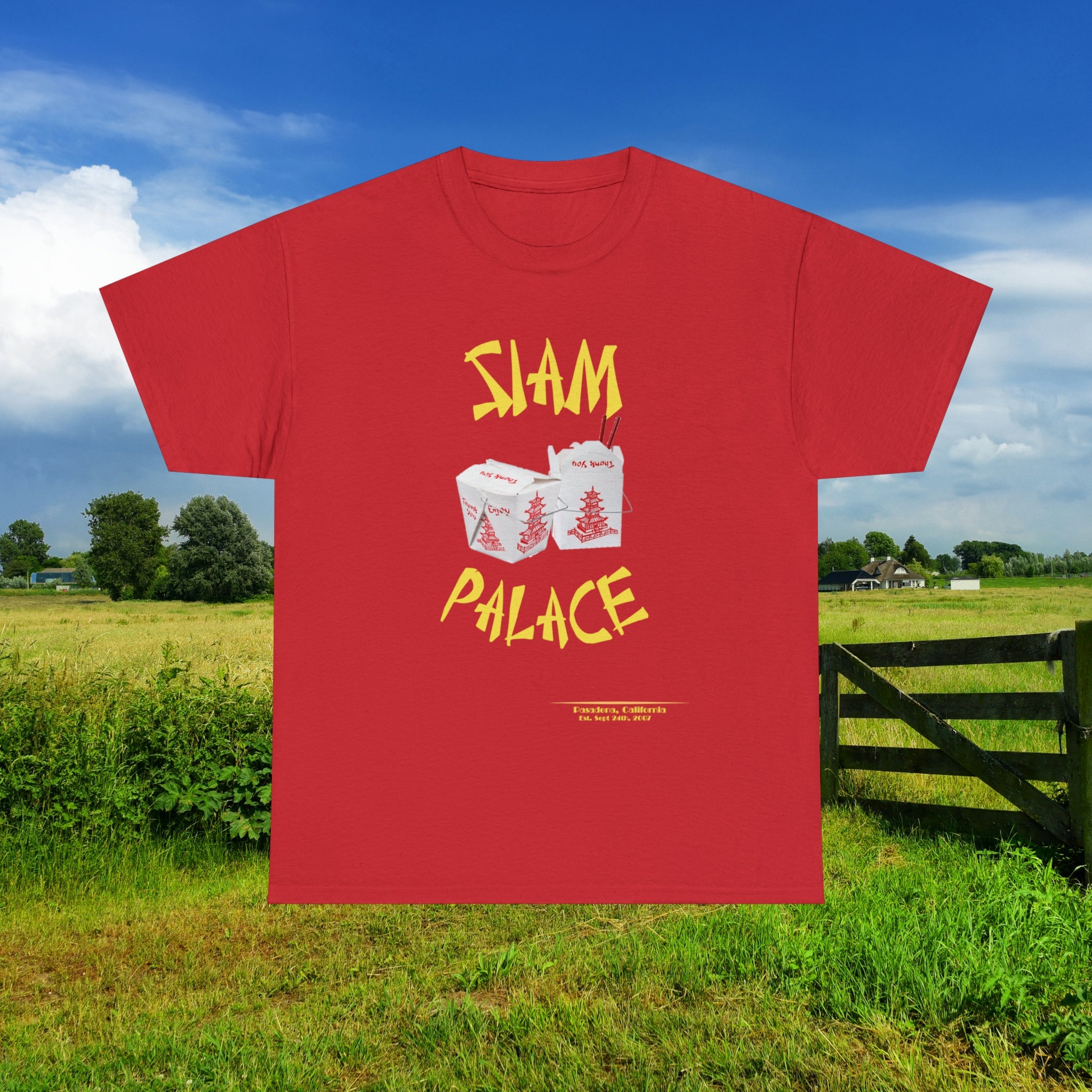 "DirkyThreadz Siam Palace T-Shirt - Bold Takeout Graphic Design in Black Cotton"