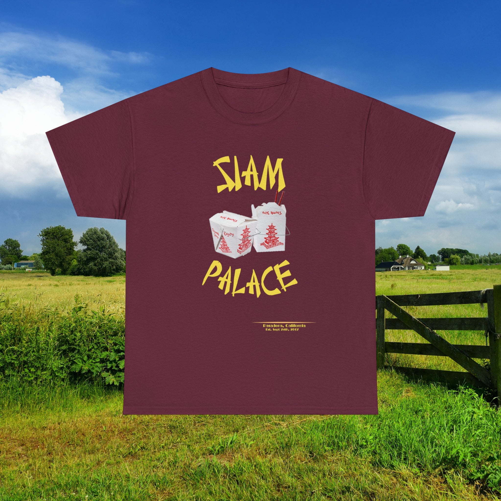"DirkyThreadz Siam Palace T-Shirt - Bold Takeout Graphic Design in Black Cotton"