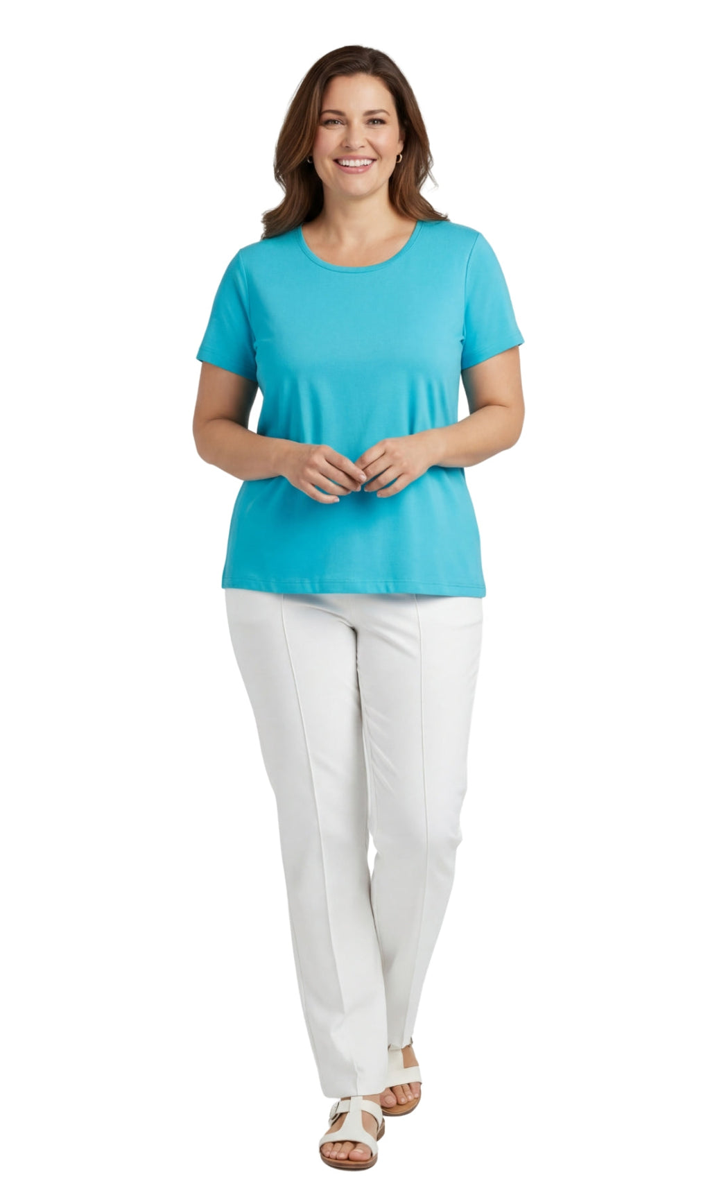 Women's Relaxed Fit Short-Sleeve Crew neck knit Tee Shirt