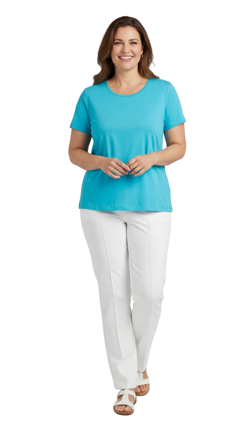 Women's Relaxed Fit Short-Sleeve Crew neck knit Tee Shirt