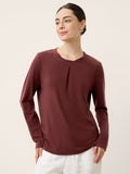 Wool Lyocell Twisted Neck Pullover Top NERISSA