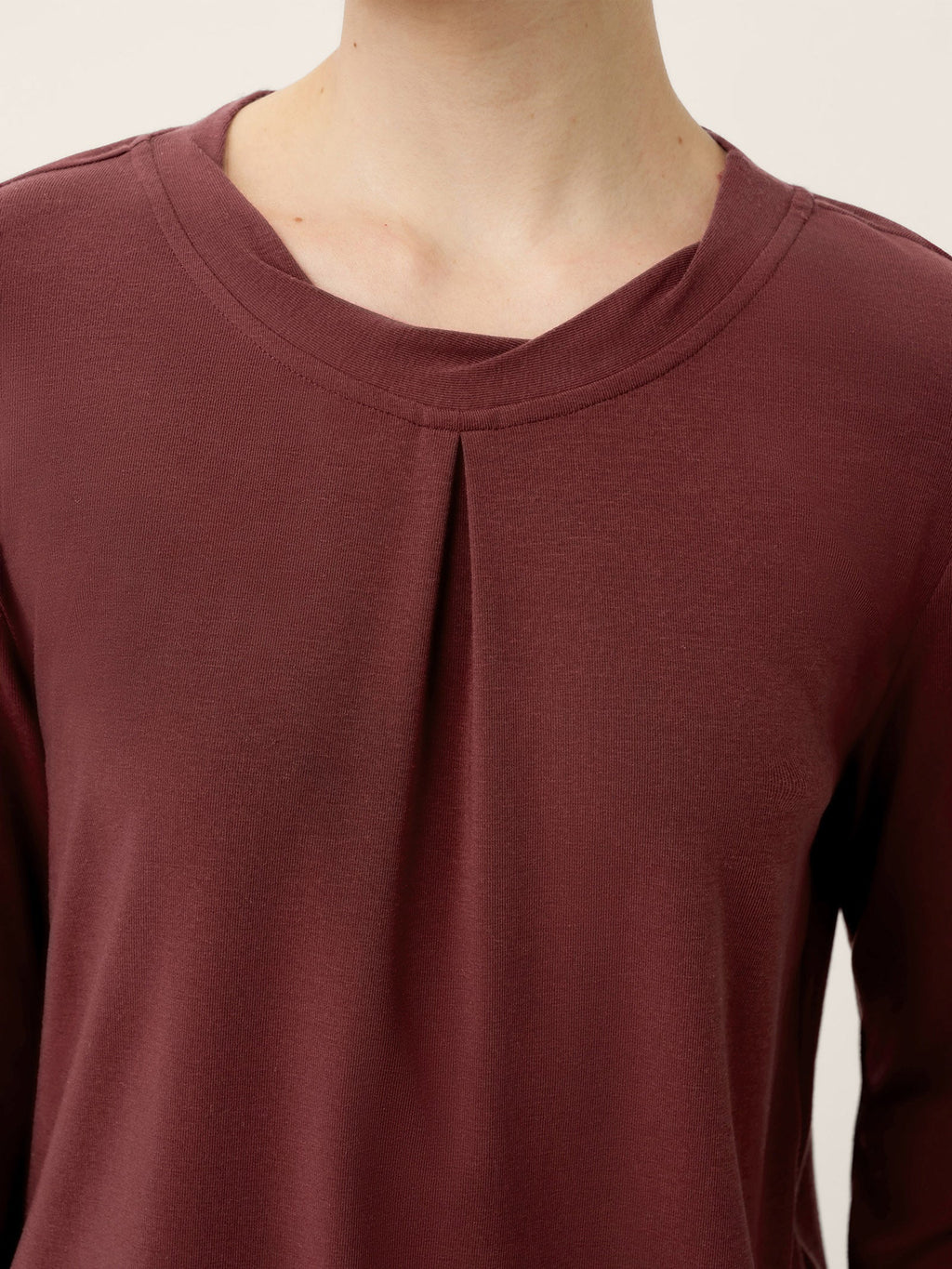 Wool Lyocell Twisted Neck Pullover Top NERISSA