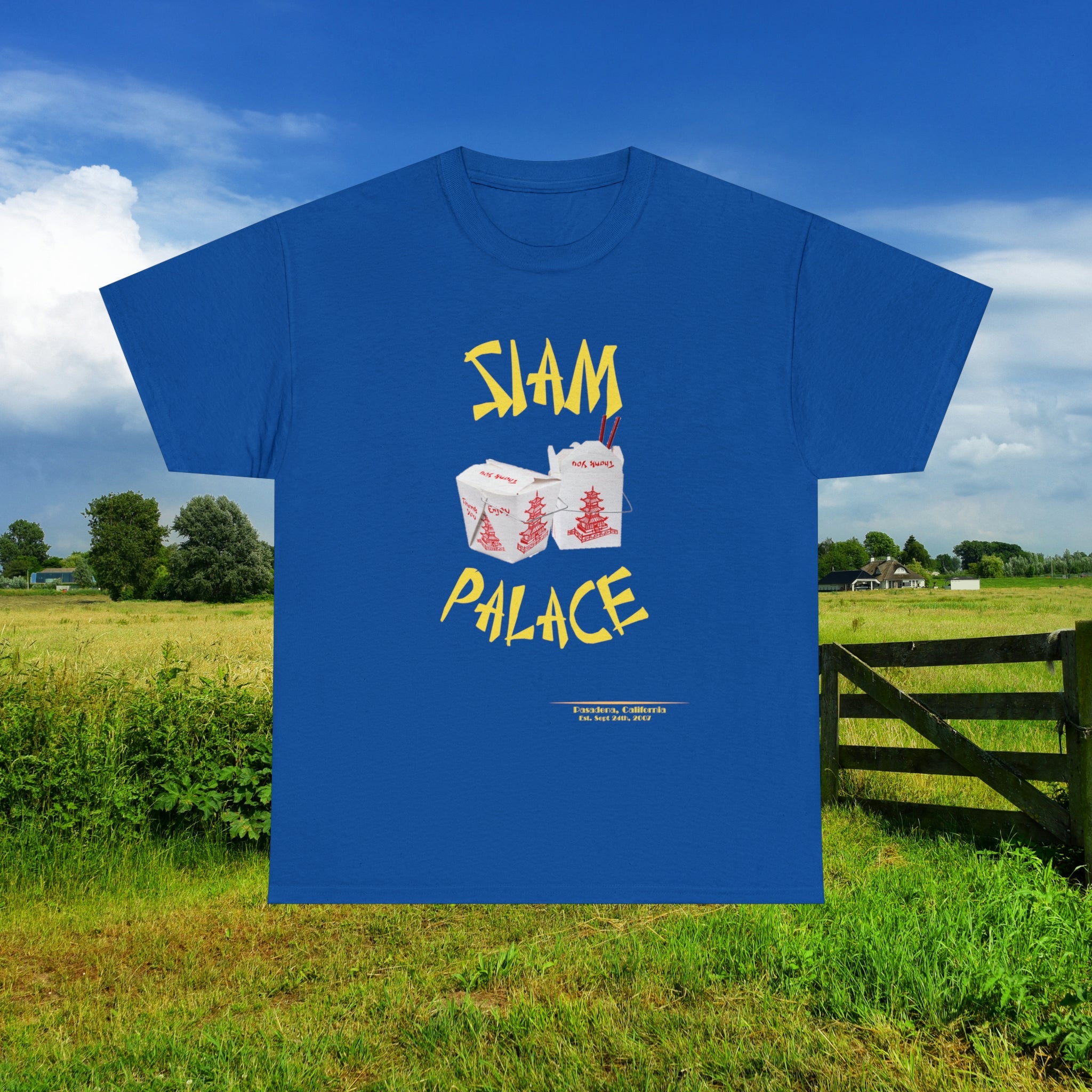 "DirkyThreadz Siam Palace T-Shirt - Bold Takeout Graphic Design in Black Cotton"