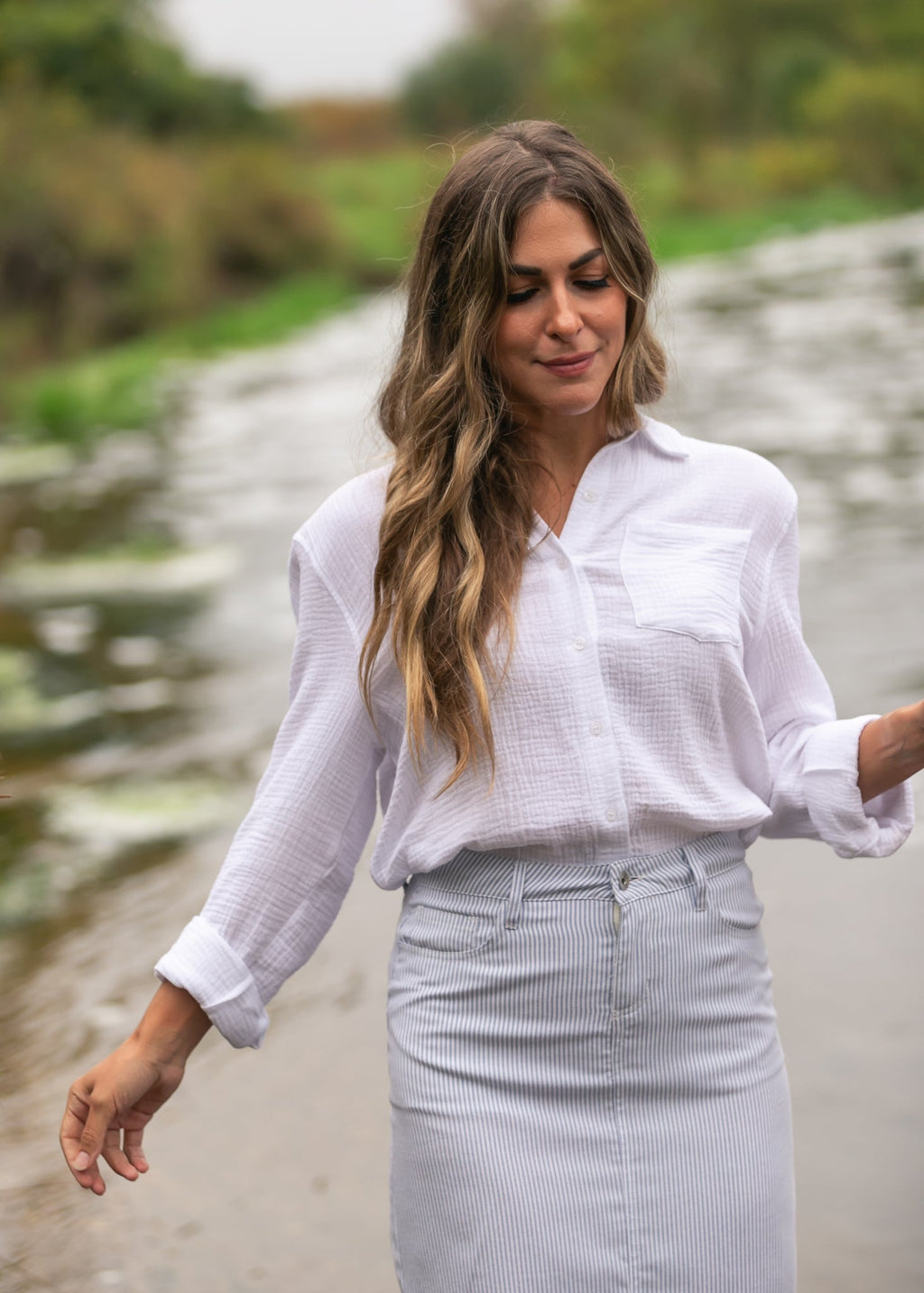 Bailey Cotton Gauze Button Down Top