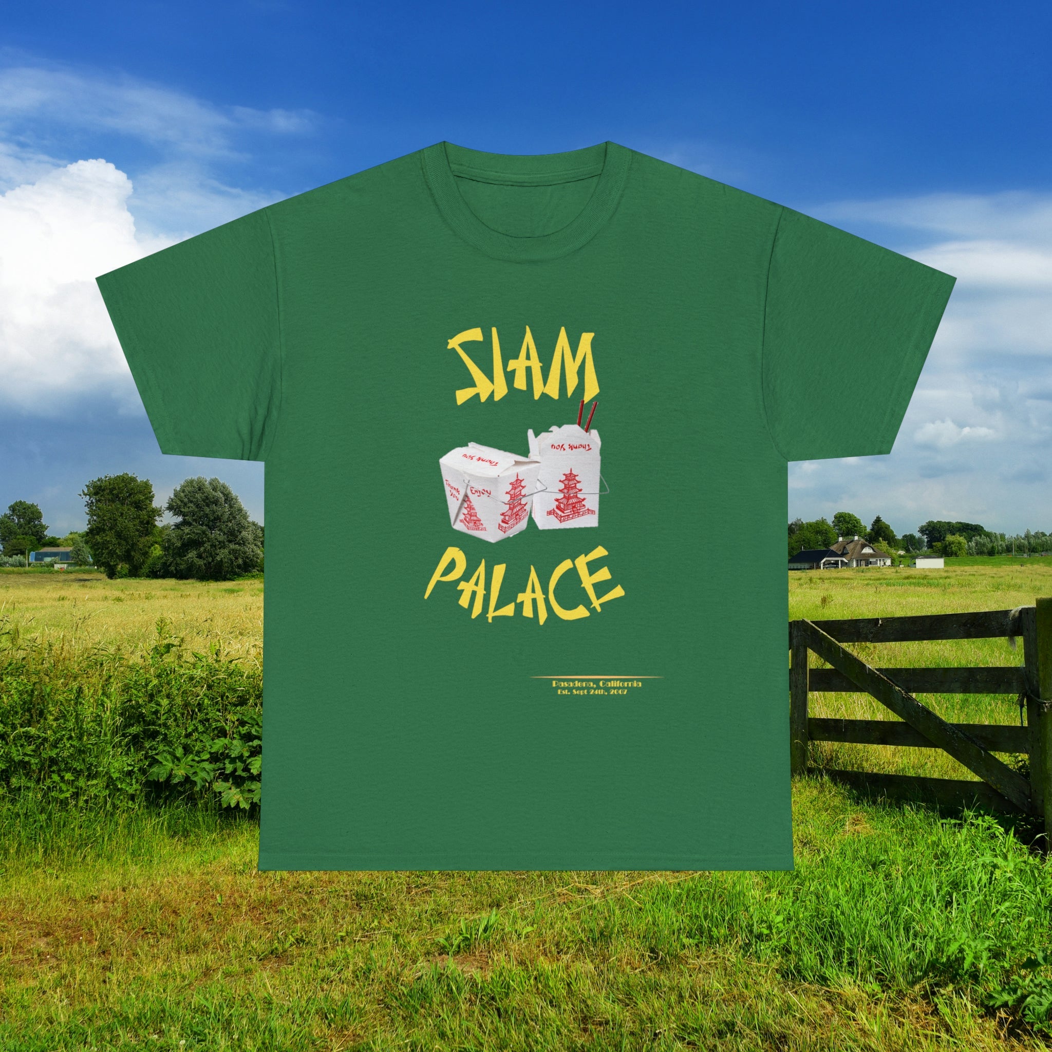 "DirkyThreadz Siam Palace T-Shirt - Bold Takeout Graphic Design in Black Cotton"